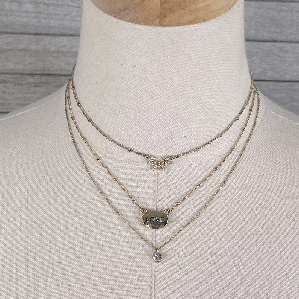 Necklace/Choker Set 3 Pieces Gold Tone-OS